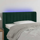 sengegavl med LED-lys 103x16x78/88 cm fløjl mørkegrøn