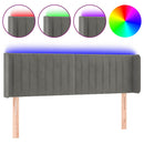 sengegavl med LED-lys 147x16x78/88 cm fløjl lysegrå