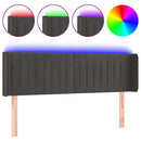 sengegavl med LED-lys 147x16x78/88 cm fløjl mørkegrå