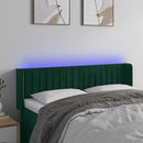 sengegavl med LED-lys 147x16x78/88 cm fløjl mørkegrøn