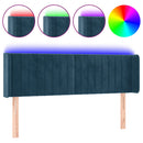 sengegavl med LED-lys 147x16x78/88 cm fløjl mørkeblå
