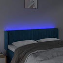 sengegavl med LED-lys 147x16x78/88 cm fløjl mørkeblå