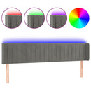 sengegavl med LED-lys 163x16x78/88 cm fløjl lysegrå