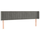 sengegavl med LED-lys 163x16x78/88 cm fløjl lysegrå