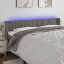 sengegavl med LED-lys 163x16x78/88 cm fløjl lysegrå