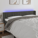 sengegavl med LED-lys 163x16x78/88 cm fløjl mørkegrå