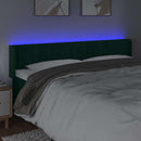 sengegavl med LED-lys 163x16x78/88 cm fløjl mørkegrøn