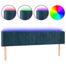 sengegavl med LED-lys 163x16x78/88 cm fløjl mørkeblå