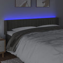 sengegavl med LED-lys 183x16x78/88 cm fløjl mørkegrå
