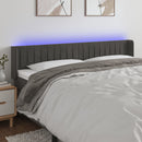 sengegavl med LED-lys 183x16x78/88 cm fløjl mørkegrå