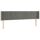 sengegavl med LED-lys 203x16x78/88 cm fløjl lysegrå