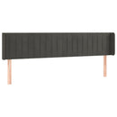 sengegavl med LED-lys 203x16x78/88 cm fløjl mørkegrå