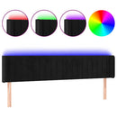 sengegavl med LED-lys 203x16x78/88 cm fløjl sort