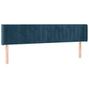 sengegavl med LED-lys 203x16x78/88 cm fløjl mørkeblå