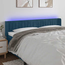 sengegavl med LED-lys 203x16x78/88 cm fløjl mørkeblå