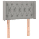 sengegavl med LED-lys 83x16x78/88 cm stof lysegrå