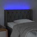 sengegavl med LED-lys 83x16x78/88 cm stof mørkegrå