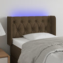 sengegavl med LED-lys 83x16x78/88 cm stof mørkebrun