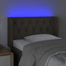 sengegavl med LED-lys 83x16x78/88 cm stof gråbrun