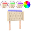 sengegavl med LED-lys 83x16x78/88 cm stof cremefarvet