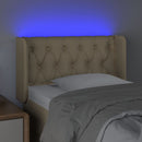sengegavl med LED-lys 83x16x78/88 cm stof cremefarvet