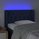 sengegavl med LED-lys 83x16x78/88 cm stof blå