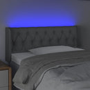 sengegavl med LED-lys 93x16x78/88 cm stof lysegrå
