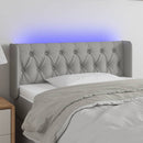 sengegavl med LED-lys 93x16x78/88 cm stof lysegrå
