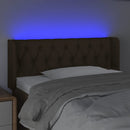 sengegavl med LED-lys 93x16x78/88 cm stof mørkebrun