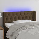 sengegavl med LED-lys 93x16x78/88 cm stof mørkebrun