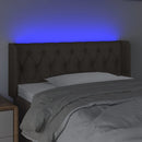 sengegavl med LED-lys 93x16x78/88 cm stof gråbrun