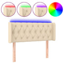 sengegavl med LED-lys 93x16x78/88 cm stof cremefarvet