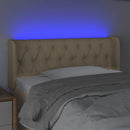 sengegavl med LED-lys 93x16x78/88 cm stof cremefarvet
