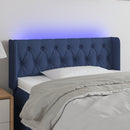 sengegavl med LED-lys 93x16x78/88 cm stof blå