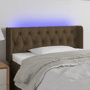 sengegavl med LED-lys 103x16x78/88 cm stof mørkebrun