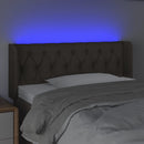 sengegavl med LED-lys 103x16x78/88 cm stof gråbrun