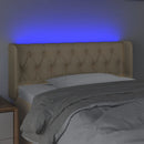 sengegavl med LED-lys 103x16x78/88 cm stof cremefarvet