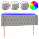 sengegavl med LED-lys 147x16x78/88 cm stof lysegrå