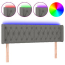 sengegavl med LED-lys 147x16x78/88 cm stof mørkegrå