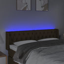 sengegavl med LED-lys 147x16x78/88 cm stof mørkebrun