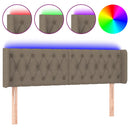 sengegavl med LED-lys 147x16x78/88 cm stof gråbrun