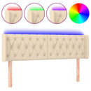 sengegavl med LED-lys 147x16x78/88 cm stof cremefarvet