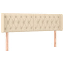 sengegavl med LED-lys 147x16x78/88 cm stof cremefarvet