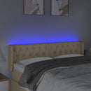 sengegavl med LED-lys 147x16x78/88 cm stof cremefarvet