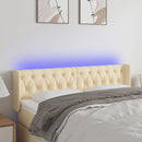 sengegavl med LED-lys 147x16x78/88 cm stof cremefarvet