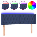 sengegavl med LED-lys 147x16x78/88 cm stof blå