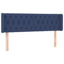 sengegavl med LED-lys 147x16x78/88 cm stof blå