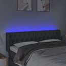 sengegavl med LED-lys 163x16x78/88 cm stof mørkegrå