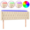 sengegavl med LED-lys 163x16x78/88 cm stof cremefarvet