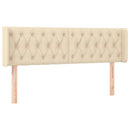 sengegavl med LED-lys 163x16x78/88 cm stof cremefarvet